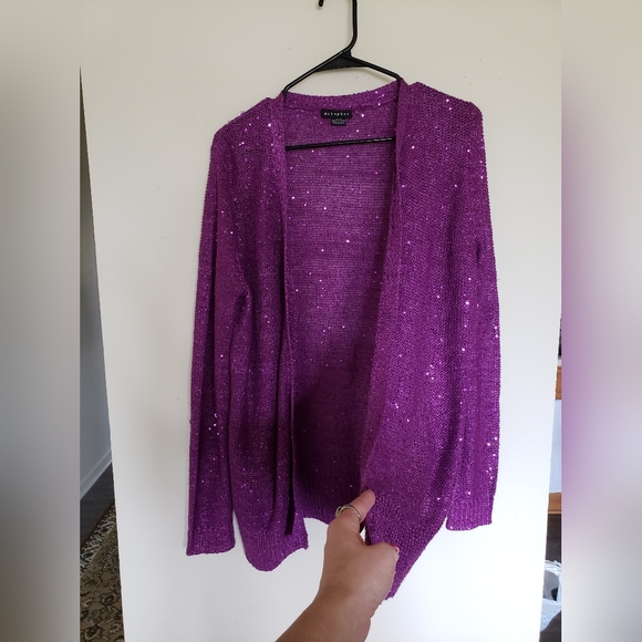 NWOT Elegant sparkled fuchsia cardigan - Picture 9 of 14